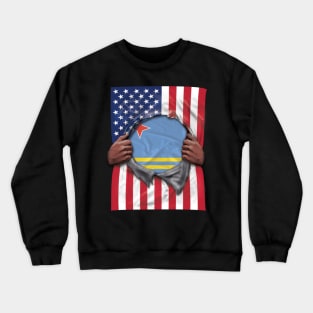 Aruba Flag American Flag Ripped - Gift for Aruban From Aruba Crewneck Sweatshirt